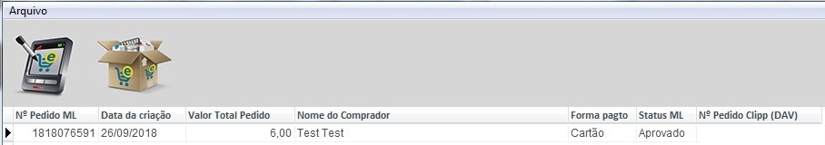 Tela de pedidos do Mercado Livre