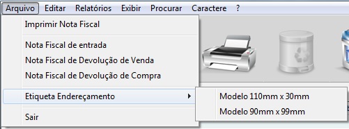 Menu Etiqueta Endereçamento
