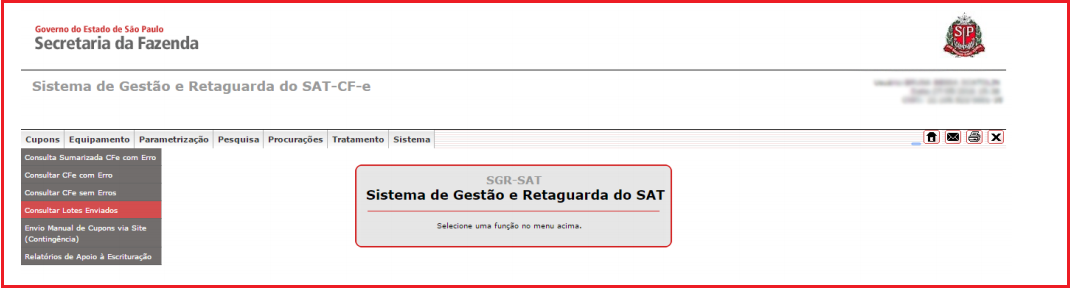 Menu Cupons - Consulta Lotes Enviados
