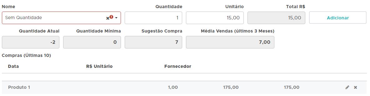 Histórico de compras do item