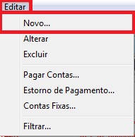 Novo cadastro em Editar - Novo