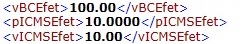 TAGs de ICMS Efetivo no XML