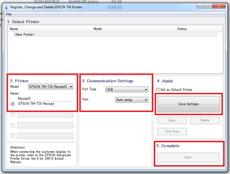 Configuração do driver da impressora