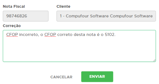 Texto da correção