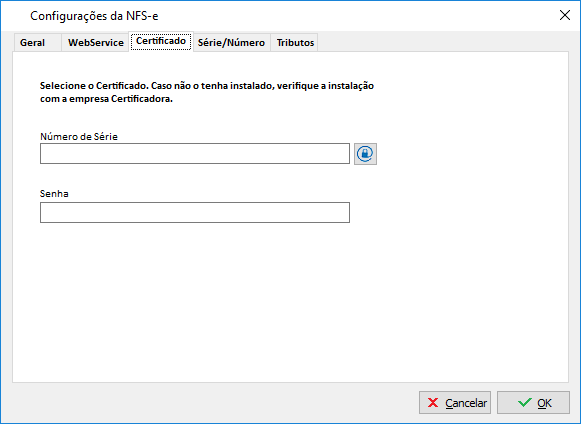 Aba Certificado da NFS-e