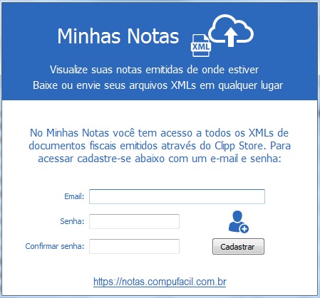 Tela de cadastro do Minhas Notas