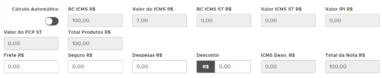 Cálculo Automático dos impostos