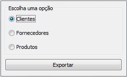 Seleção de dados para exportar
