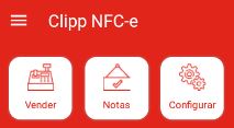 Tela principal do aplicativo com os atalhos