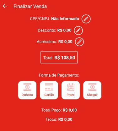 Seleção da forma de pagamento