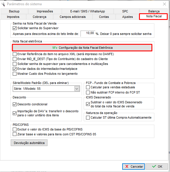 Configuração da NF-e