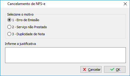 Cancelamento da NFS-e (F2)