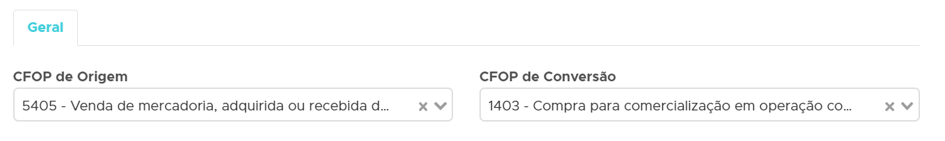 Origem e conversão do CFOP