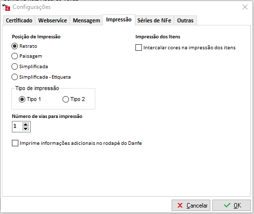 Aba Impressão