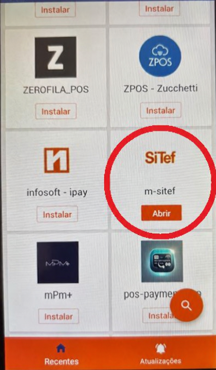 App m-sitef na loja da maquininha