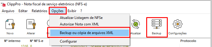 Backup de XML da NFS-e