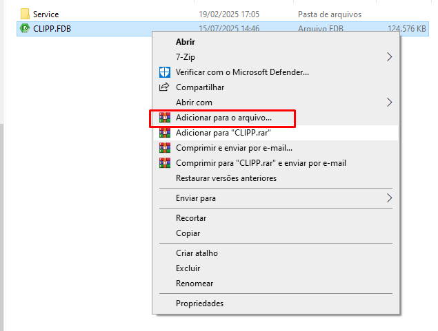 Arquivo CLIPP.FDB na pasta Base