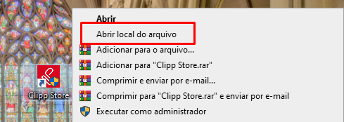Abrir local do arquivo do Clipp Store