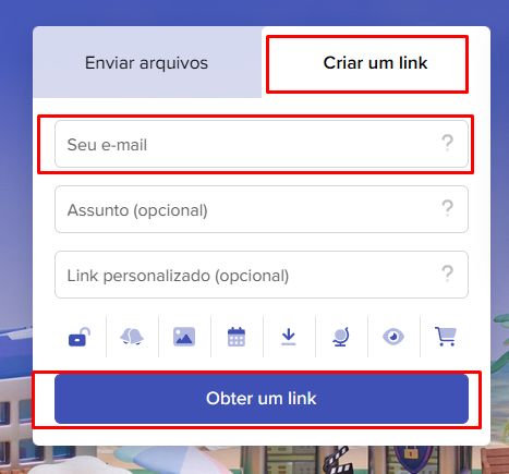 Geração do link no TransferNow
