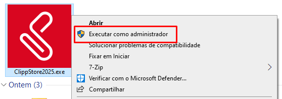 Executar o instalador como Administrador