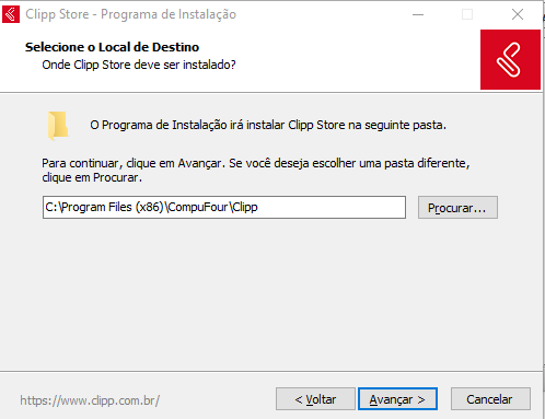 Local de destino da instalação