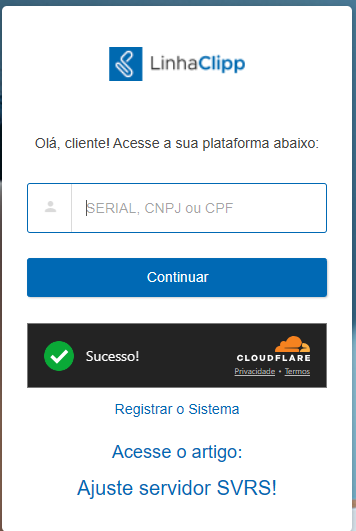Login com serial ou CNPJ