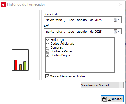 Visualização do histórico do fornecedor