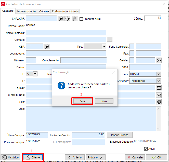 Exportar fornecedor para cliente