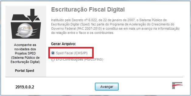 Selecao Sped Fiscal
