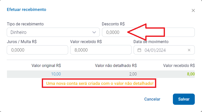 Apagar desconto