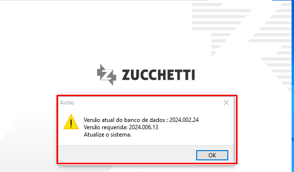 Erro após a restauração