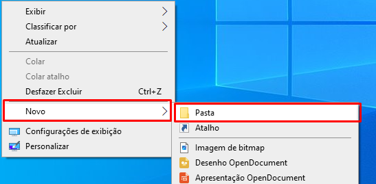 Pasta de backup na área de trabalho
