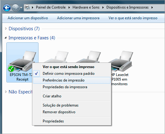Preferências de Impressão da Epson