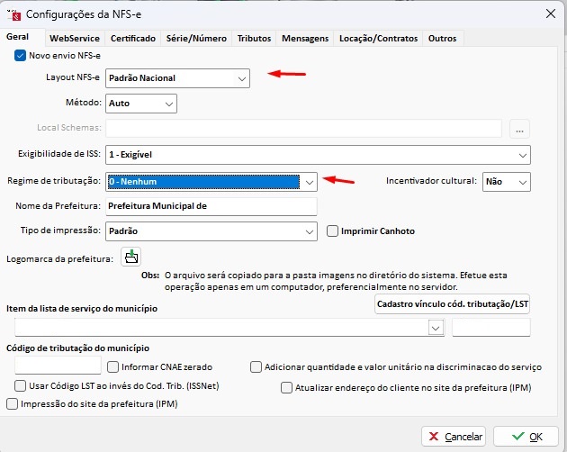 Aba Geral do Emissor de NFS-e