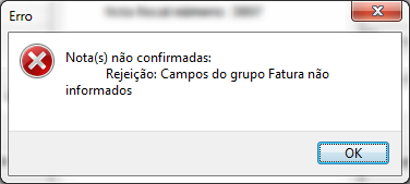 Rejeição 905 - grupo fatura