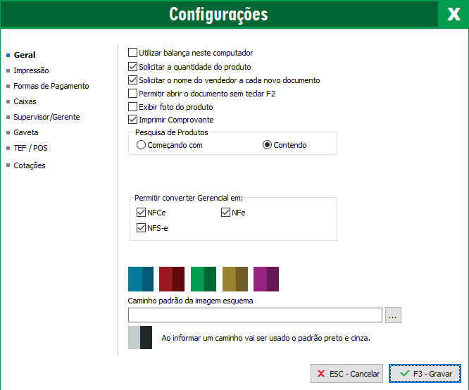 Aba Geral das Configurações