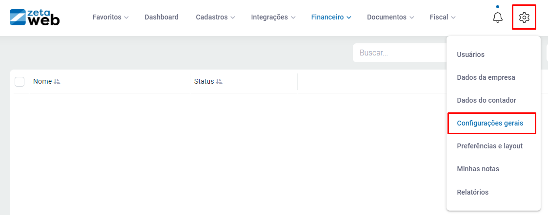 Configurações Gerais do ZetaWeb