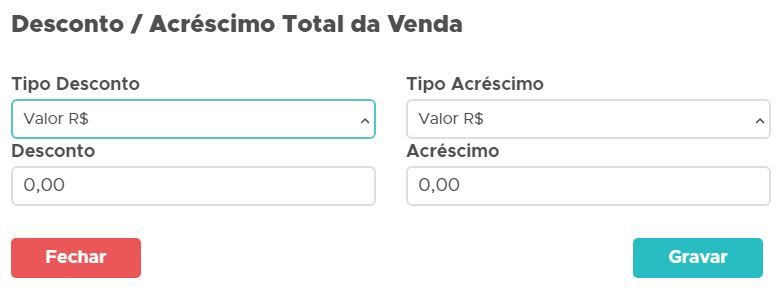 Desconto ou acréscimo na venda