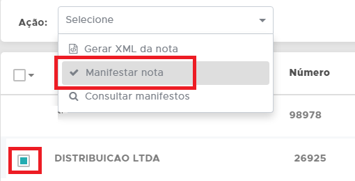 Manifestar nota