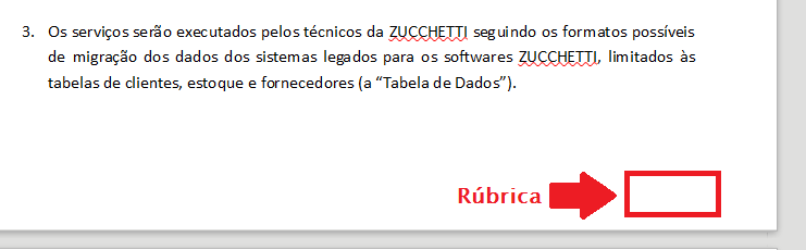 Local para rubricar a primeira página