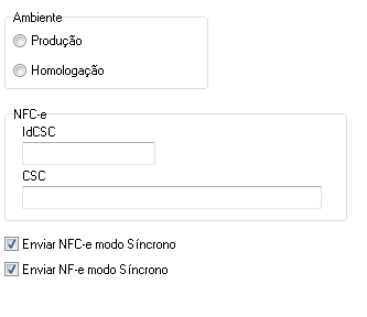 Ambiente e informacoes da NFC-e