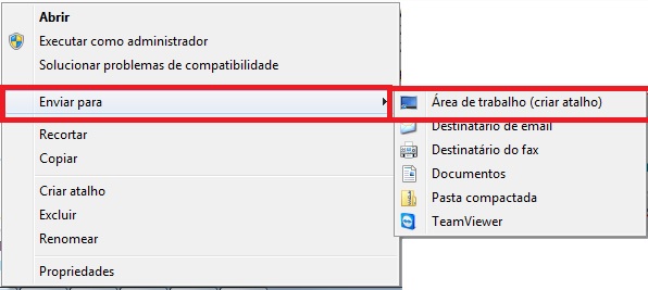 Enviar o CTe.exe para a área de trabalho