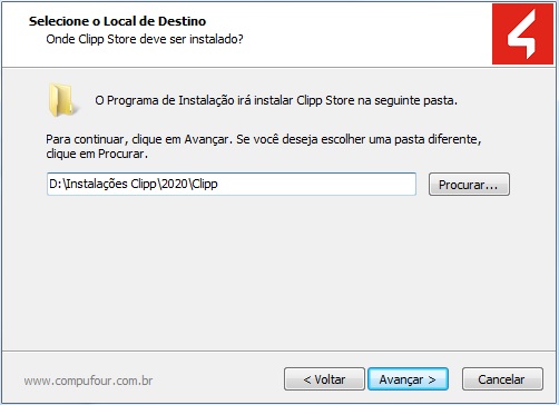 Local de destino da instalação