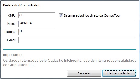Opção sistema adquirido direto da CompuFour