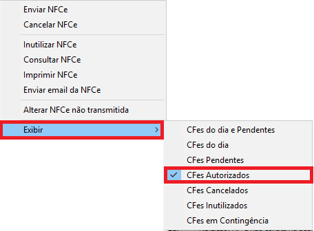 Exibir CF-es Autorizados