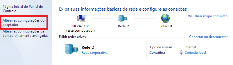 Alterar as configurações do adaptador