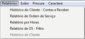 Menu Arquivo de relatórios