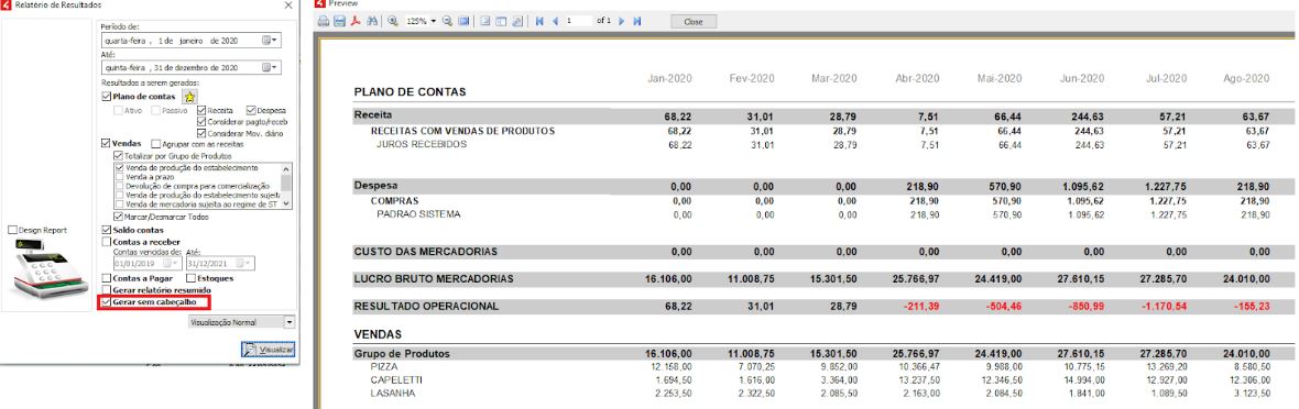 Relatório de Resultados sem cabeçalho para exportação CSV