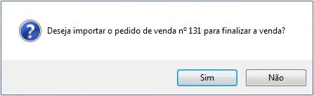 Confirmação para finalizar a venda