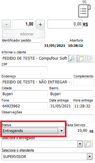 Entrega do pedido